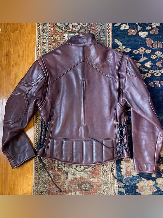 Jackets & Blazers - Vintage Leather Maroon Purple Biker Bomber Jacket Lace Up